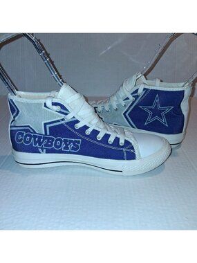 Dallas Cowboys High Top Canvas Sneakers Lace-Up Blue & White Size: 8
